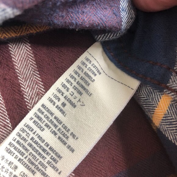 Abercrombie Fitch Shirt Mens Medium Blue Red Flannel Muscle Plaid Long Sleeve - Picture 7 of 9